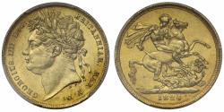 World Coins - George IV 1824 Sovereign laureate head PCGS MS61