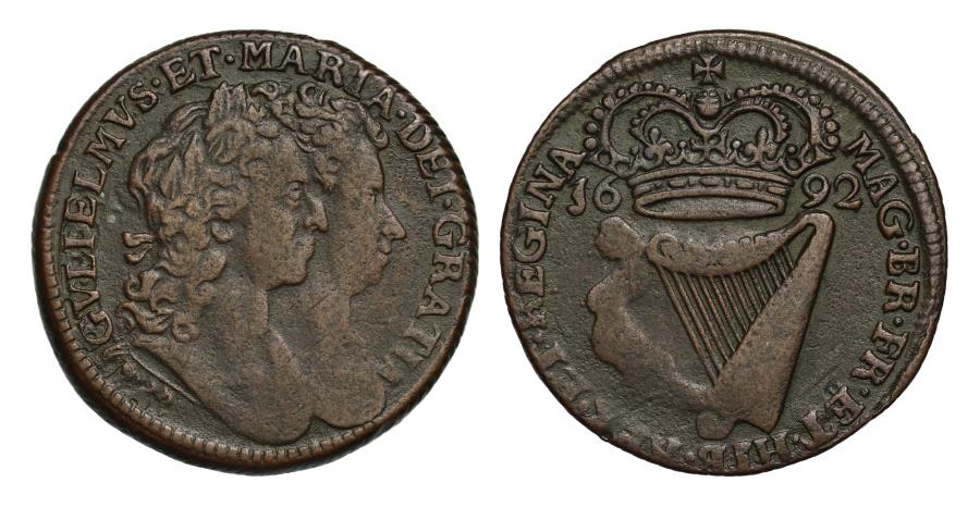 World Coins - Ireland, William and Mary 1692 Halfpenny