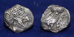 Ancient Coins - South Arabia, Qatabanian (3rd - 2nd cen. BC). AR Hemidrachm, 1.25gm, VF and VR