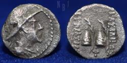Ancient Coins - BAKTRIA: Eukratides. I ca. 171-145 BC. AR Obol, 0.56gm, 10mm.