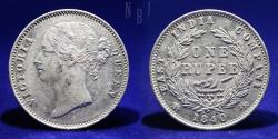 World Coins - British India: Victoria Queen, Silver 1 Rupee, 1840 dated, Calcutta, East India Company, 11.66gm