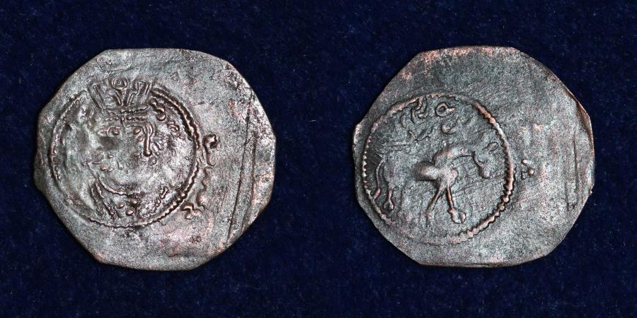 Arab Sasanian Copper Pashiz Ae Al Hajjaj Bin Yusuf Mint Bishapur 0 28g 17mm Vf Rr