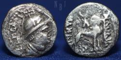 Ancient Coins - BACTRIA, YUEH CHI: Sapadbizes, late 1st century BC, AR hemidrachm, 1.11gm, VF