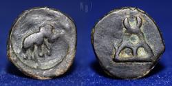 Ancient Coins - INDIA: Post-Mauryan (Punjab). Taxila (local coinage). Circa 185-168 BC. Æ Karshapana, 2.77gm.