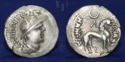 Ancient Coins - Bactria Kingdom YUEZHI: Arseiles. Late 1st century BC. AR Hemidrachm, 1.61gm, RR