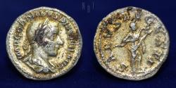 Ancient Coins - ROMAN EMPIRE: Gordian III. Silver Denarius imitation with gold gilded. AD 238-244. Rome, 3.33gm.