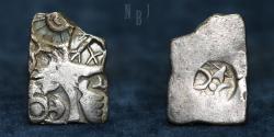 Ancient Coins - INDIA, MAURYA: Series VIb Punchmarked silver karshapana, GH 570. c. 270-175 BCE, 2.78gm