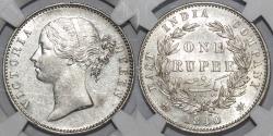 World Coins - BRITISH INDIA: Victoria Queen (1837-1876), AR Rupee, 1840(B&C), Graded by NGC AU58.