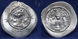Ancient Coins - Sasanian Empire: Khusro I (531-579 AD) AR Drachm. Mint: AS. Date: 11, 4.03gm, EF