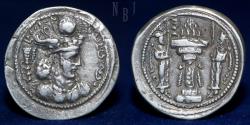 Ancient Coins - SASANIAN KINGDOM Varhran (Bahram) IV (AD 388-399) Silver Drachm, 3.05gm, 23mm, ABOUT EF