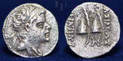 Ancient Coins - BACTRIA, Eukratides AR obol, bare-headed type. c. 171-145 BCE. 0.67gm, Good VF