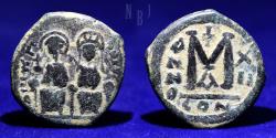 Ancient Coins - Byzantine Empire: AE Follis, JUSTIN II with SOPHIA, Constantinople, 13.39gm
