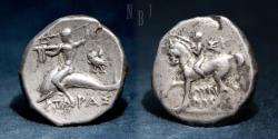 Ancient Coins - ITALY, CALABRIA, TARENTUM. AR Nomos Ca. 272-240 BC, 6.25 gm.