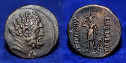 Ancient Coins - Bactria: Demetrios I, AE dichalkon (double unit), c. 200-185 BCE, 6.06gm, 23mm, GOOD VF & R
