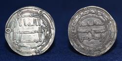World Coins - ABBASID Silver Dirham Temp Al,Mansur (136-158)h Mint Rayy, 146h, 2.86g, 26mm, ABOUT EF
