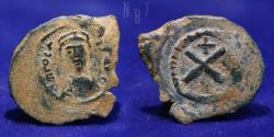 Ancient Coins - Byzantine Empire: Phocas 602-610, Decanummi, AE Folis, 2.62gm.