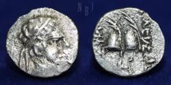 Ancient Coins - Bactrian Kingdoms: Eukratides I, AR Obol, (171-165 BC), 0.52gm