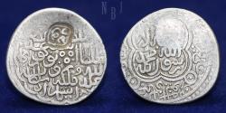 World Coins - Timurid: AR Dirham, Timur Ghorkani, Contermark of Behbud, Mint Astar Abad, 5.01gm.