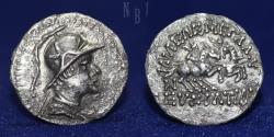 Ancient Coins - Baktrian Kingdom: Eukratides I, AR Drachm, 170-145 BC, 3.73gm.