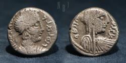 Ancient Coins - NABATAEA: Malichos II, with Shaqilat. AD 40-70. AR Drachm, 3.26gm.