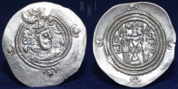 Ancient Coins - Sasanian King Khusro II, 590 - 627 AD. AIRAN mint, struck Year 2, 4.16gm, 30mm, EF