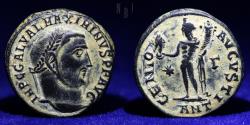 Ancient Coins - Roman The Tetrarchy, Maximinus II Daia Silvered Follis "GENIO AVGVSTI Genius, 4.71gm, RARE