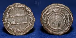 World Coins - ABBASID: AE fals, Amad 142h citing ismail bin harar, 1.62gm, 17mm, Unpublished RRR