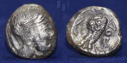 Ancient Coins - ARABIA: Uncertain. 3rd century BC. AR Tetradrachm. Imitating Athens, 16.26gm.