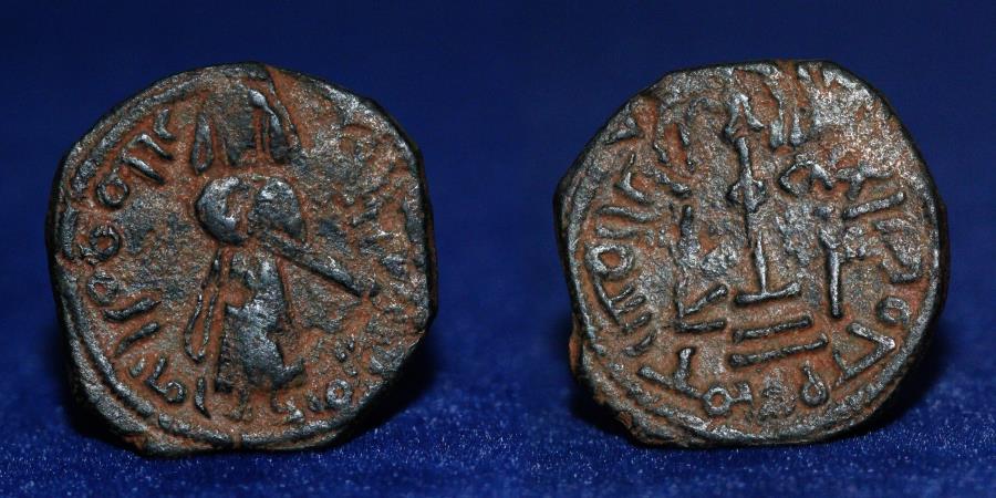 Umayyad Caliphate Abd Al Malik Ibn Marwan Ae Fals Mint Halab Aleppo 690s 3 68g 22mm Vf