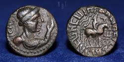Ancient Coins - Kushan Empire Wima Takto 90-113 AD Copper Didrachm, King on Horseback, 8.05gm