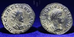 Ancient Coins - Aurelian with Vabalathus Antiochia, 271-272 AD. Æ antoninianus, 3.38gm, VF.