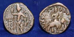 Ancient Coins - Kushan Empire: Huvishka, circa 151-190. Bronze Tetradrachm, probably Begram, 10.02gm.