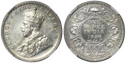 World Coins - INDIA: 1 AR RUPEE, George V, 1920(C), Graded by NGC, MS61