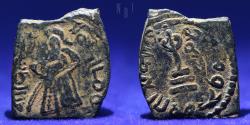 World Coins - Umayyad Caliphate, Arab-Byzantine: Abd al-Malik ibn Marwan (685-705 CE) Æ Fals, manbij ?, 3.48gm