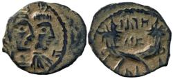 Ancient Coins - Aretas IV with shaqilat .9 BCE-40 CE.