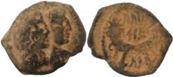 Ancient Coins - Aretas IV with shaqilat .9 BCE-40 CE.