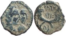 Ancient Coins - Aretas IV with shaqilat .9 BCE-40 CE.