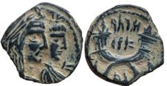 Ancient Coins - Aretas IV with shaqilat .9 BCE-40 CE.