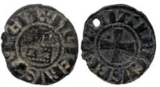 World Coins - Crusaders , Baldwin III (1143-1163). BI Denier R/ Tower of David
