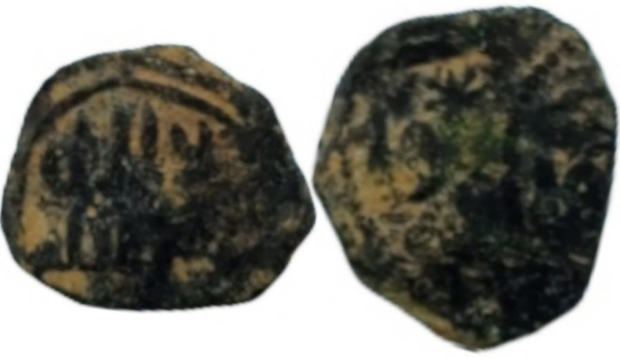 World Coins - Islamic , umayyad foils struck over Honorius roman foils