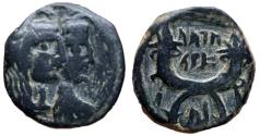 Ancient Coins - Aretas IV with shaqilat .9 BCE-40 CE.