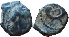 Ancient Coins - Aretas IV with his daughter Phasaelis. Probably unique.