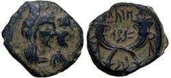 Ancient Coins - Aretas IV with shaqilat .9 BCE-40 CE.