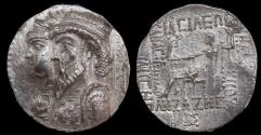 Ancient Coins - Kings of Elymais, Kamnaskires III, with Anzaze, AR Tetradrachm. Seleukeia on the Hedyphon, 82-72 BC