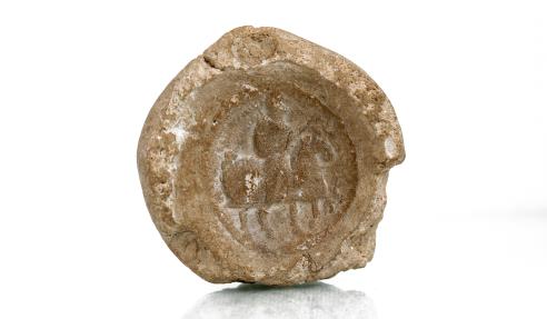 Ancient Coins - Ancient Sasanian Large Clay Bullae with Mounted Riders Ca. 5th century A.D.