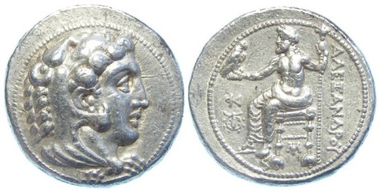 Macedonian Kingdom, Alexander the Great, 336 to 323 BC. Silver tetradrachm. Lifetime issue.