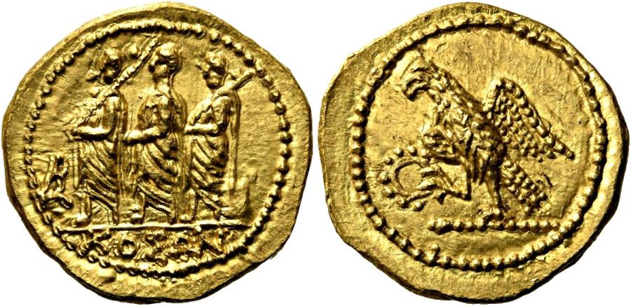 Ancient Coins - Scythian Dynasts Koson (c. 50-25 BC ?). AV Stater (8,45 g), Olbia (?).