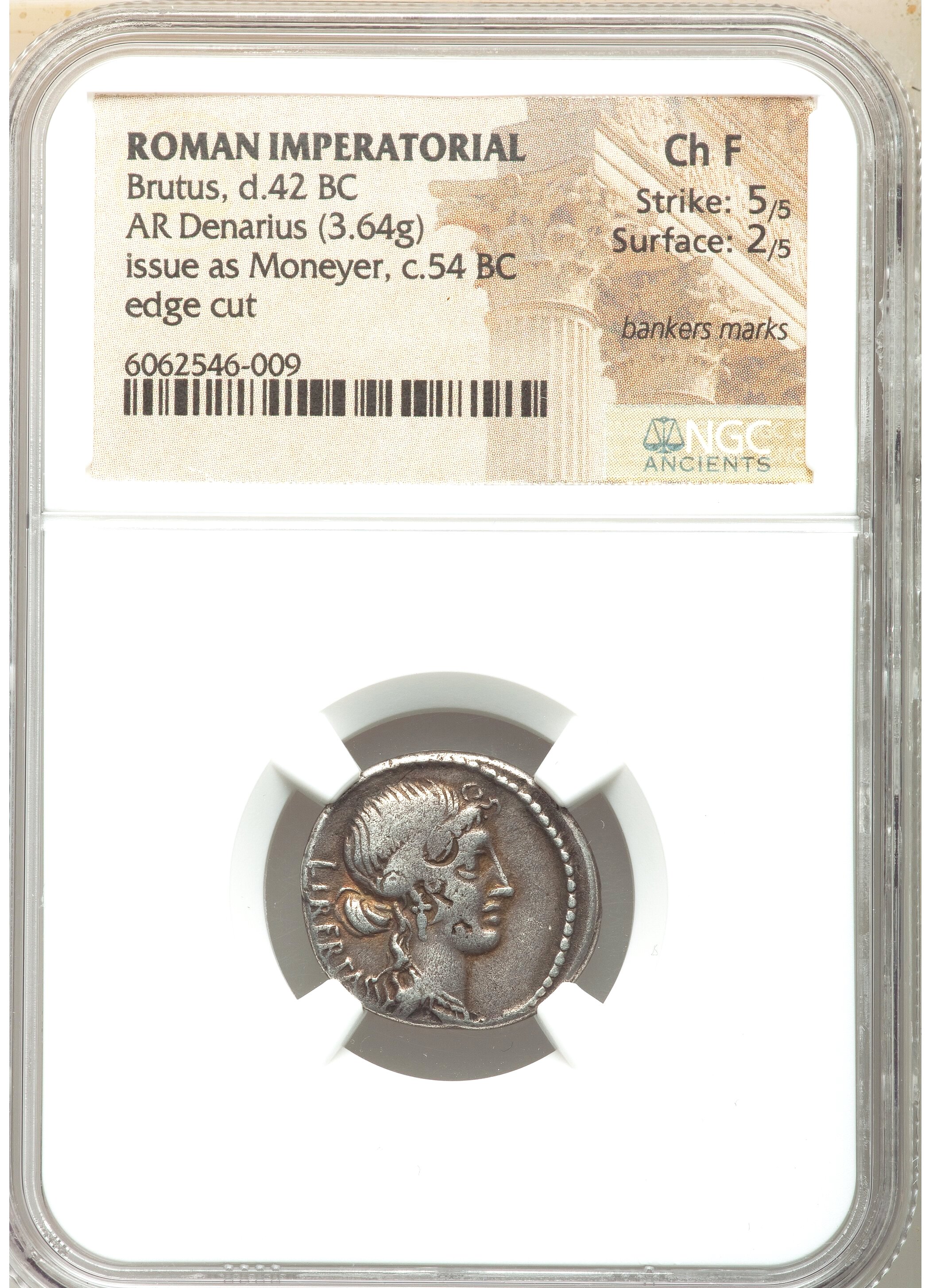 Q. Servilius Caepio (M. Junius) Brutus, as Moneyer (54 BC