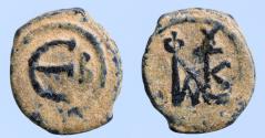 Ancient Coins - Justin II, 565-578. Pentanummium (Bronze, 15mm, 1,87 g), Constantinople.