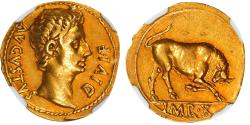 Ancient Coins - AUGUSTUS, 27 B.C.- A.D. 14. AV Aureus (7.86 gms), Lugdunum Mint, 15 B.C. NGC EF, Strike: 5/5 Surface: 2/5.